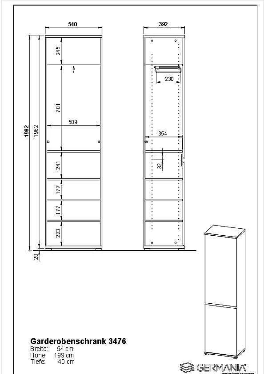 HARPER Garderobenschrank Harper Gent | Dielen- & Garderobenschranke