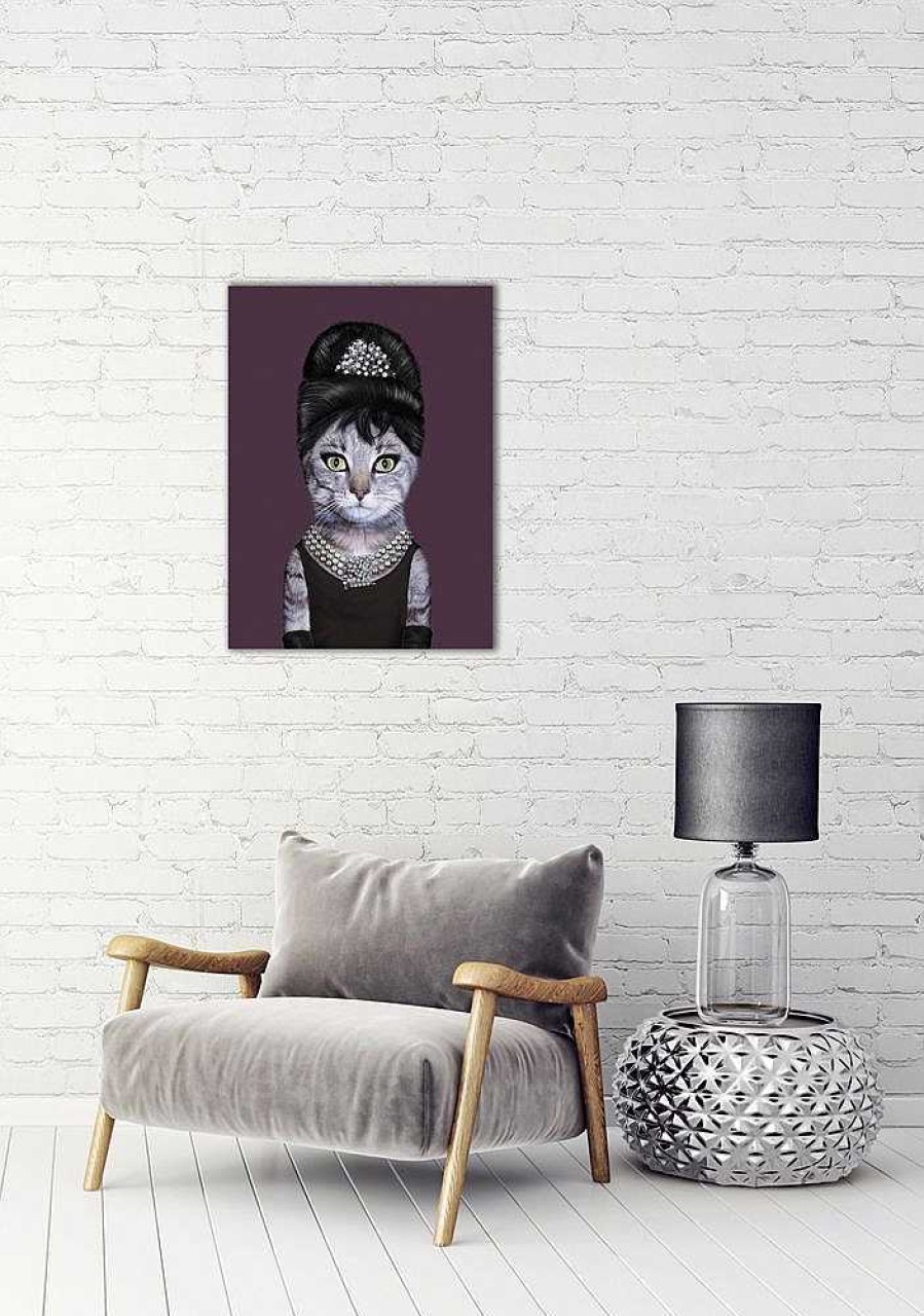 Sonstige Glasbild Audrey Hepburn Katze | Glasbilder